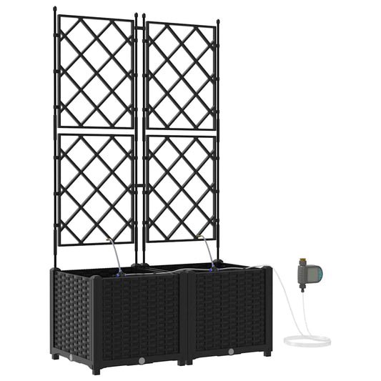 vidaXL Garden Planter 2 pcs Black 80 x 40 x 142 cm PP