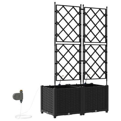 vidaXL Garden Planter 2 pcs Black 80 x 40 x 142 cm PP