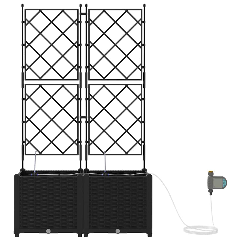 vidaXL Garden Planter 2 pcs Black 80 x 40 x 142 cm PP