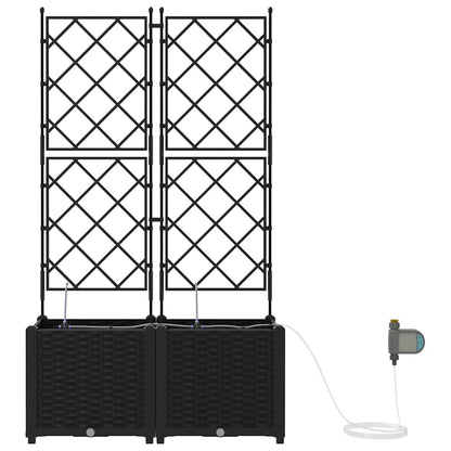 vidaXL Garden Planter 2 pcs Black 80 x 40 x 142 cm PP