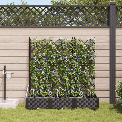 vidaXL Garden Planter 3 pcs Black 120 x 40 x 126 cm PP