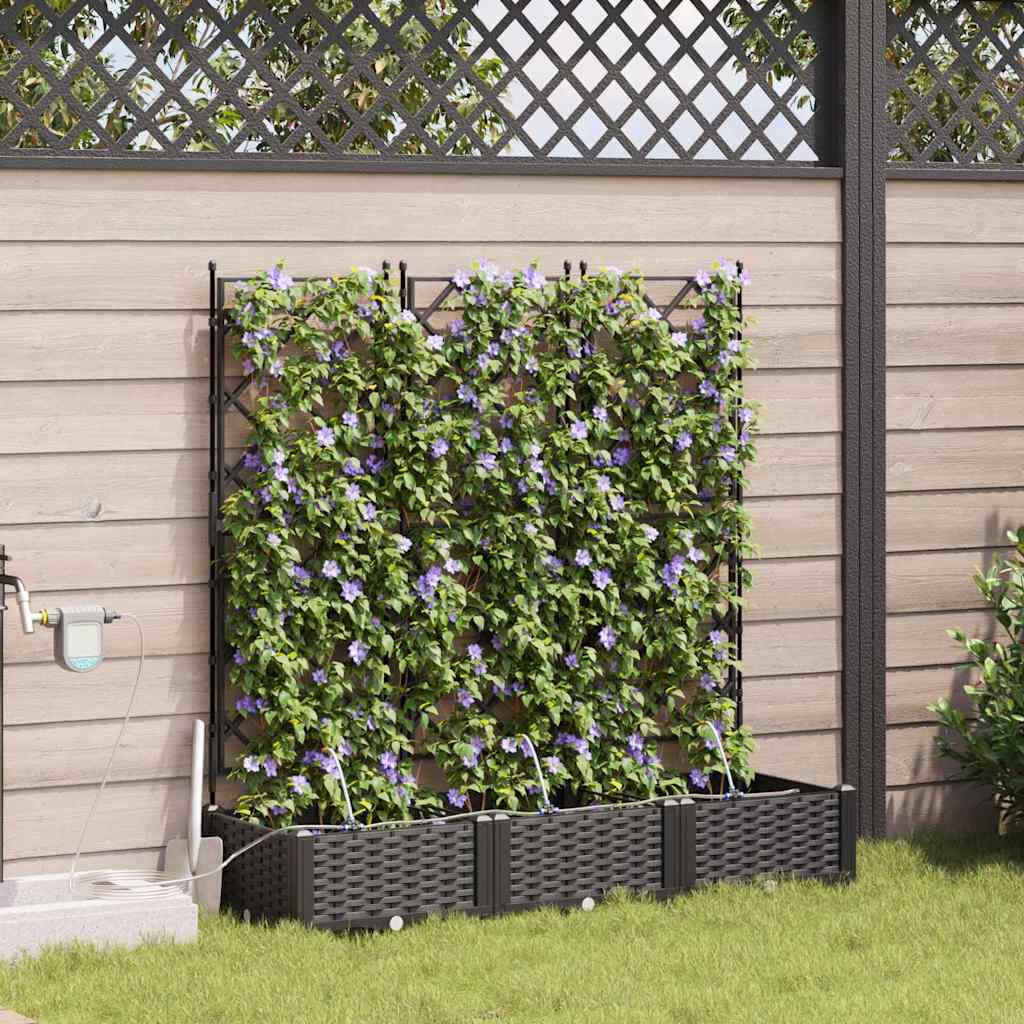 vidaXL Garden Planter 3 pcs Black 120 x 40 x 126 cm PP