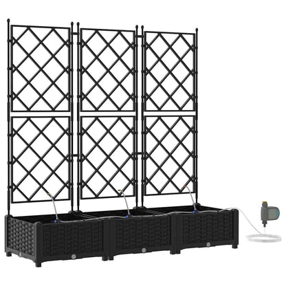 vidaXL Garden Planter 3 pcs Black 120 x 40 x 126 cm PP
