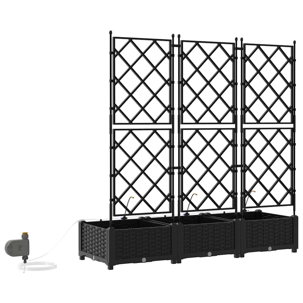 vidaXL Garden Planter 3 pcs Black 120 x 40 x 126 cm PP