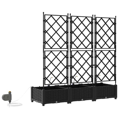 vidaXL Garden Planter 3 pcs Black 120 x 40 x 126 cm PP