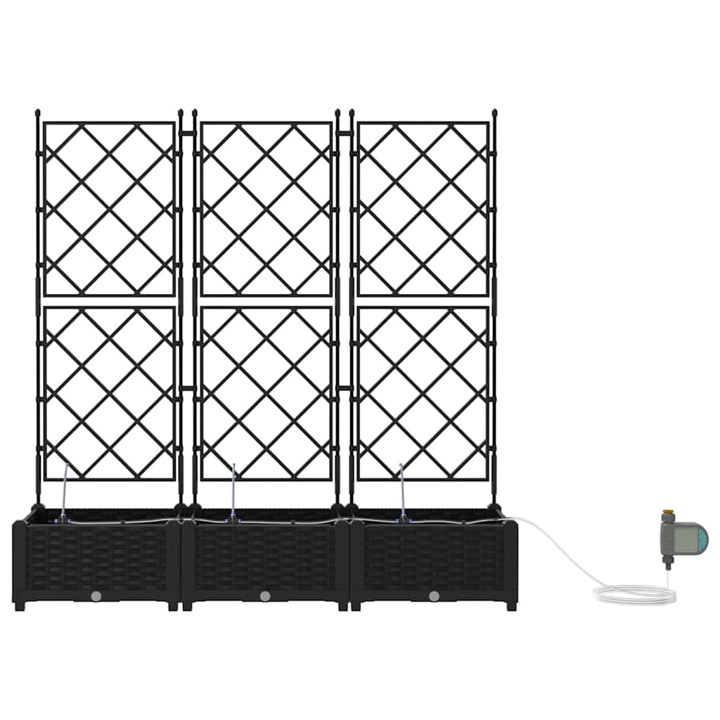 vidaXL Garden Planter 3 pcs Black 120 x 40 x 126 cm PP