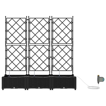 vidaXL Garden Planter 3 pcs Black 120 x 40 x 126 cm PP