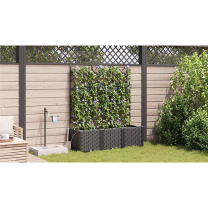 vidaXL Garden Planter 3 pcs Black 120 x 40 x 142 cm PP