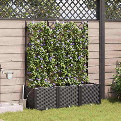 vidaXL Garden Planter 3 pcs Black 120 x 40 x 142 cm PP
