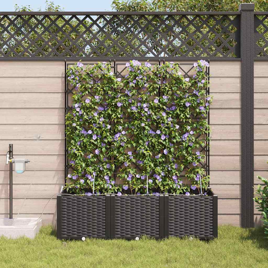 vidaXL Garden Planter 3 pcs Black 120 x 40 x 142 cm PP