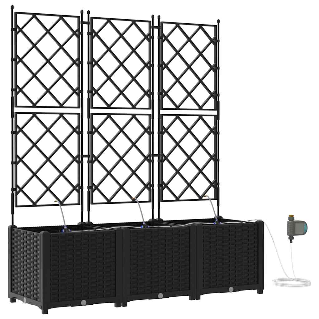 vidaXL Garden Planter 3 pcs Black 120 x 40 x 142 cm PP