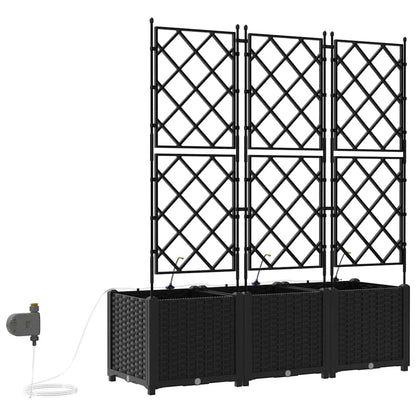 vidaXL Garden Planter 3 pcs Black 120 x 40 x 142 cm PP