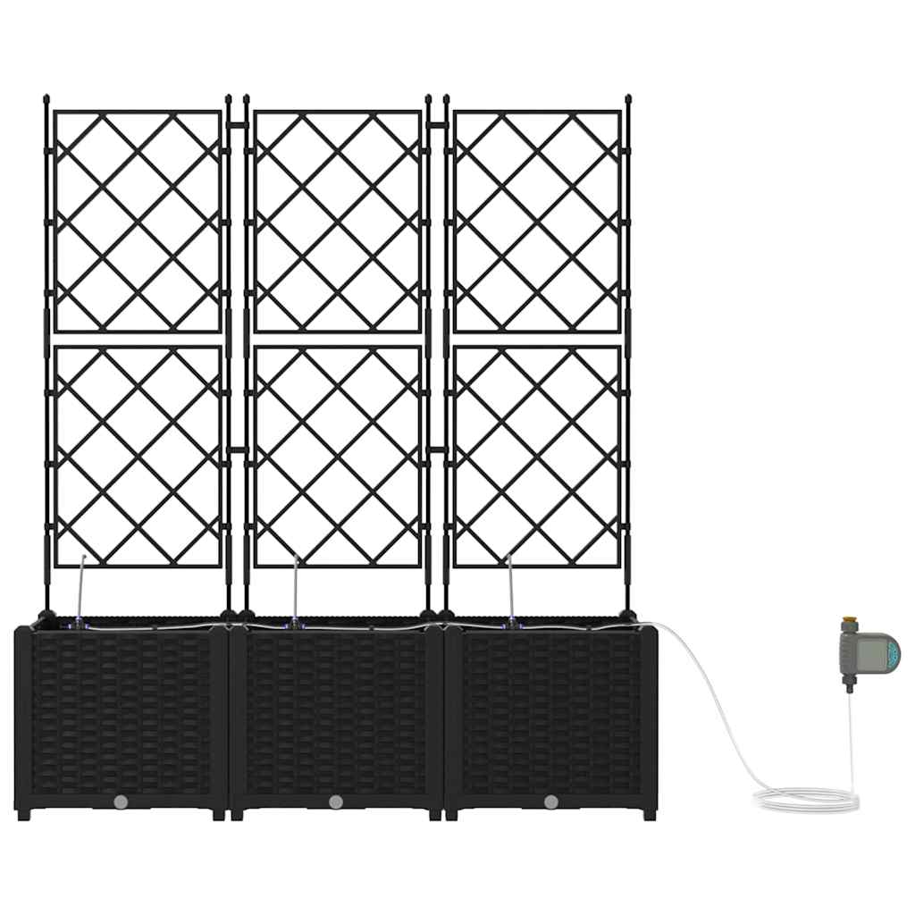 vidaXL Garden Planter 3 pcs Black 120 x 40 x 142 cm PP