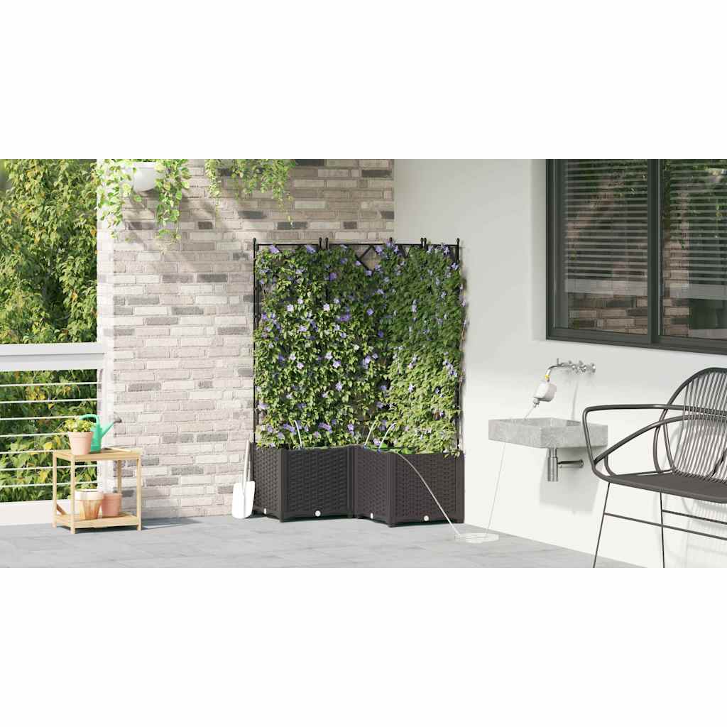 vidaXL Garden Planter 3 pcs Black 80 x 80 x 142 cm PP