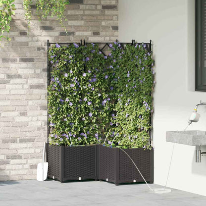 vidaXL Garden Planter 3 pcs Black 80 x 80 x 142 cm PP