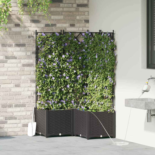 vidaXL Garden Planter 3 pcs Black 80 x 80 x 142 cm PP