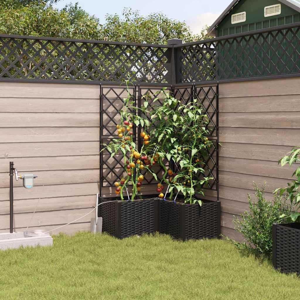 vidaXL Garden Planter 3 pcs Black 80 x 80 x 142 cm PP