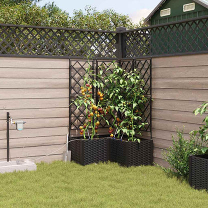vidaXL Garden Planter 3 pcs Black 80 x 80 x 142 cm PP