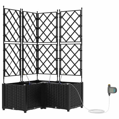 vidaXL Garden Planter 3 pcs Black 80 x 80 x 142 cm PP