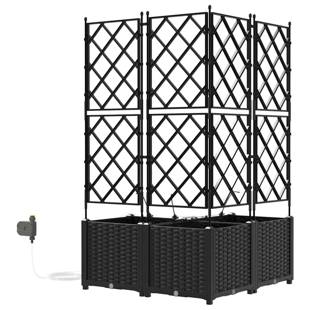 vidaXL Garden Planter 3 pcs Black 80 x 80 x 142 cm PP