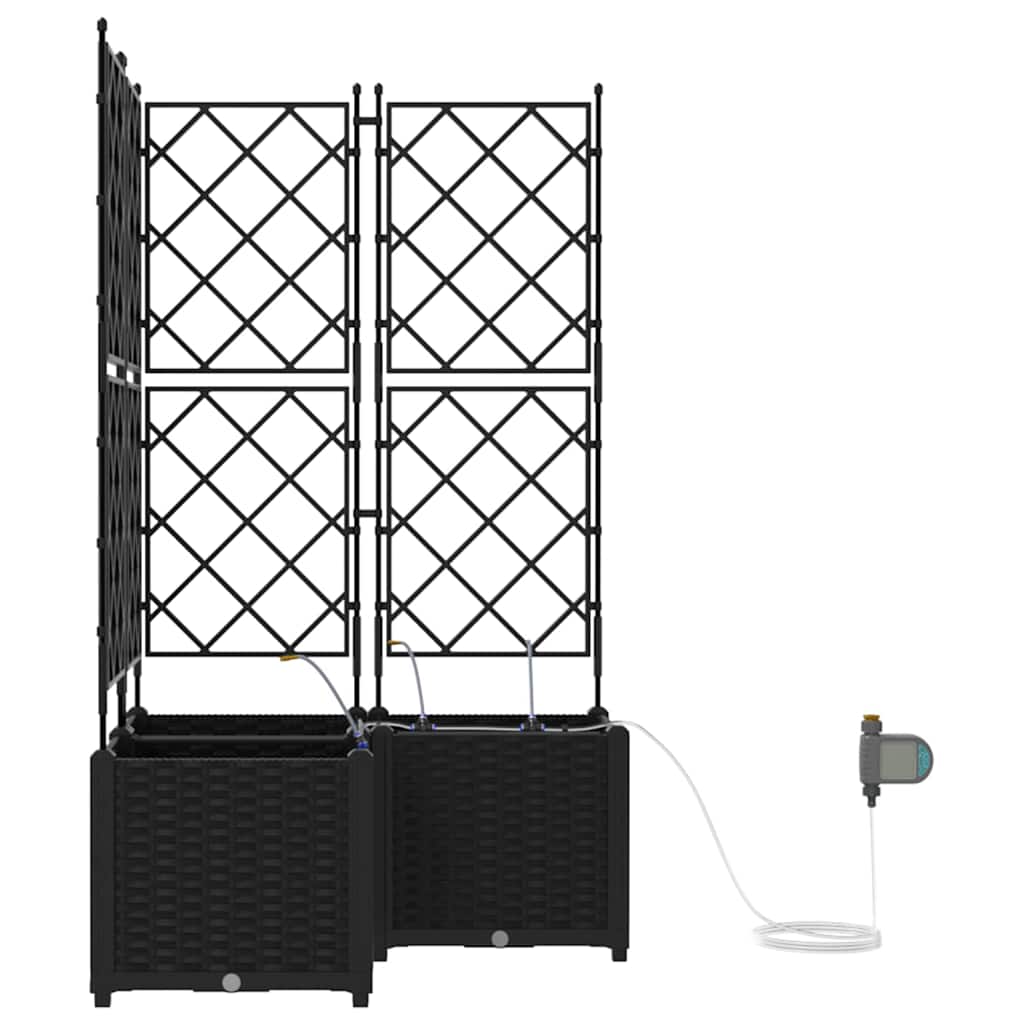 vidaXL Garden Planter 3 pcs Black 80 x 80 x 142 cm PP