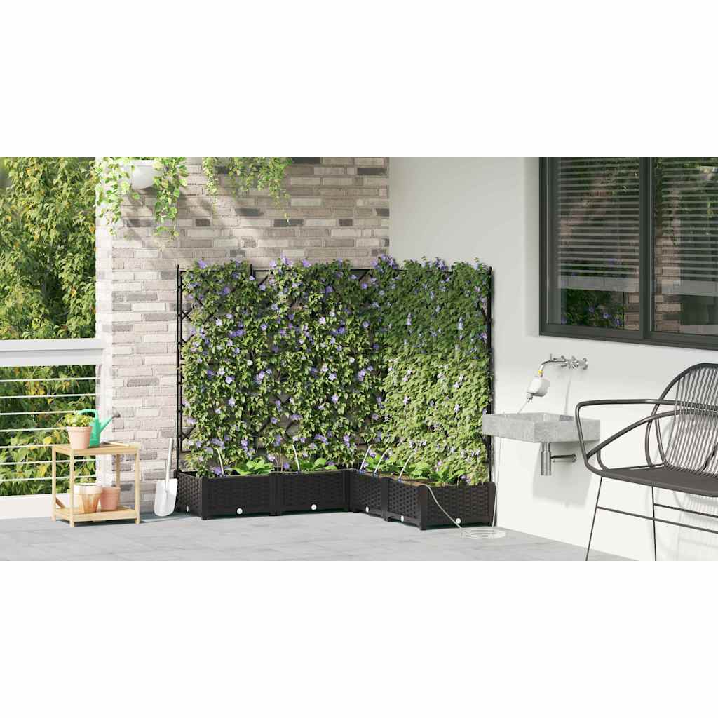 vidaXL Garden Planter 5 pcs Black 120 x 120 x 126 cm PP
