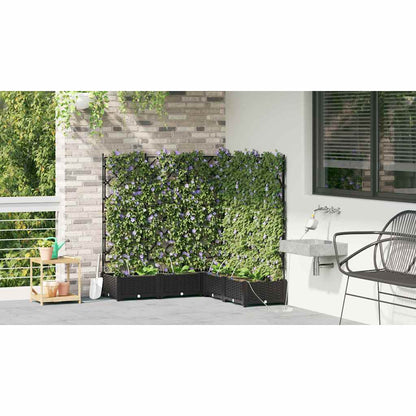 vidaXL Garden Planter 5 pcs Black 120 x 120 x 126 cm PP