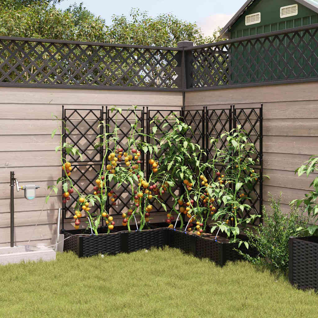 vidaXL Garden Planter 5 pcs Black 120 x 120 x 126 cm PP