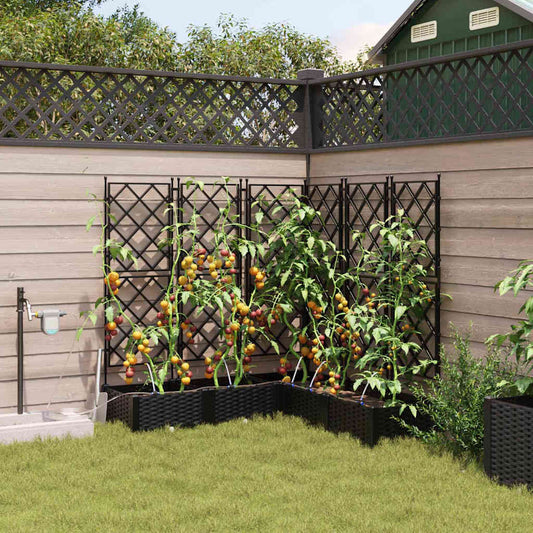 vidaXL Garden Planter 5 pcs Black 120 x 120 x 126 cm PP