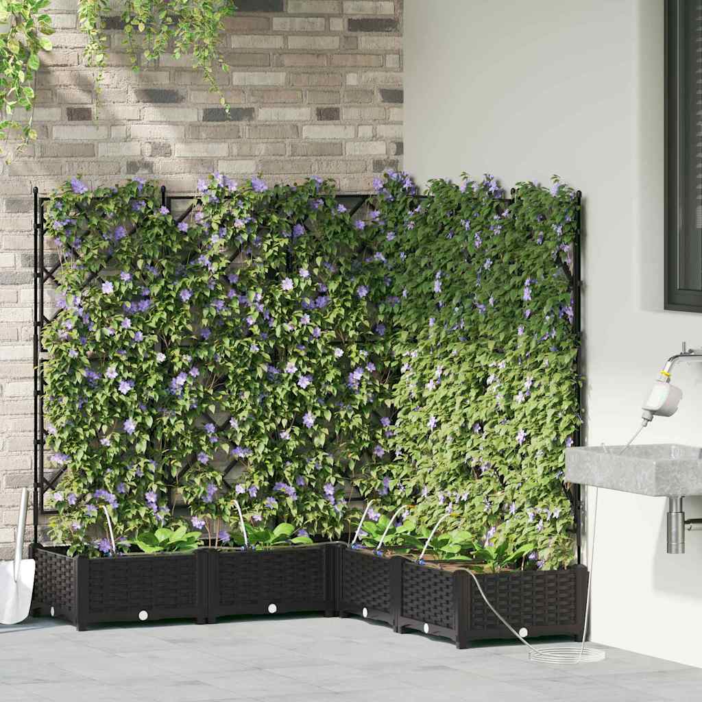 vidaXL Garden Planter 5 pcs Black 120 x 120 x 126 cm PP