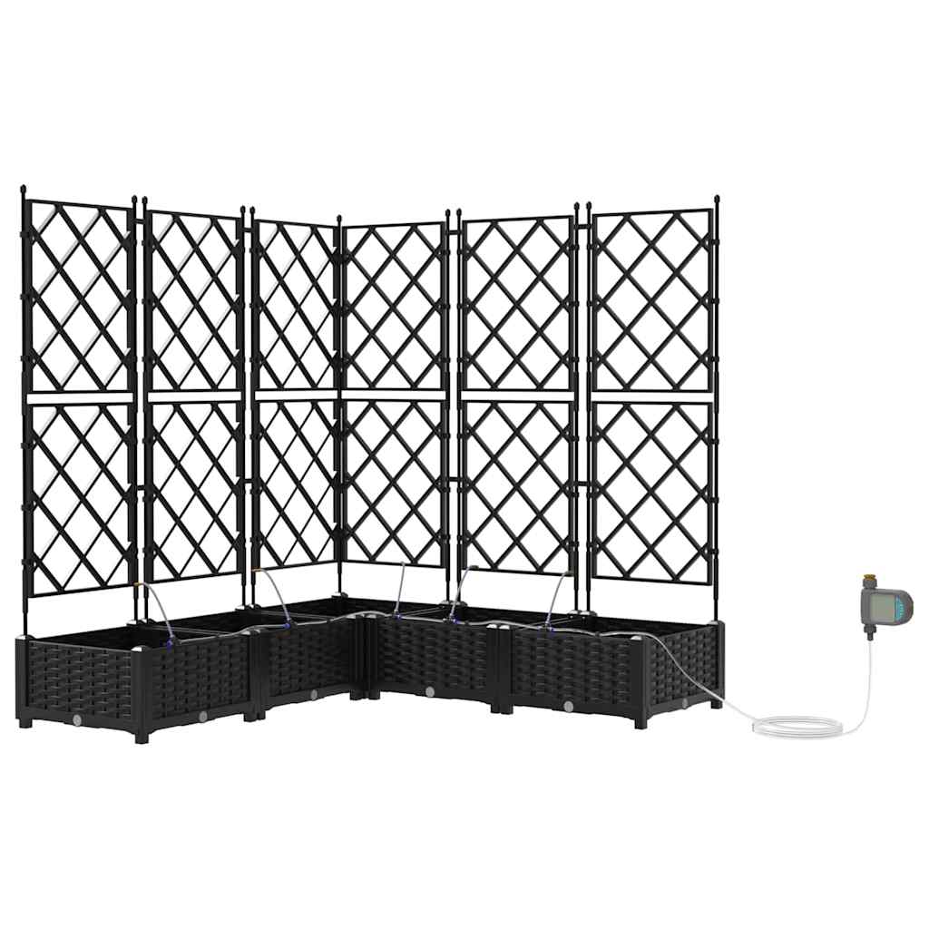 vidaXL Garden Planter 5 pcs Black 120 x 120 x 126 cm PP