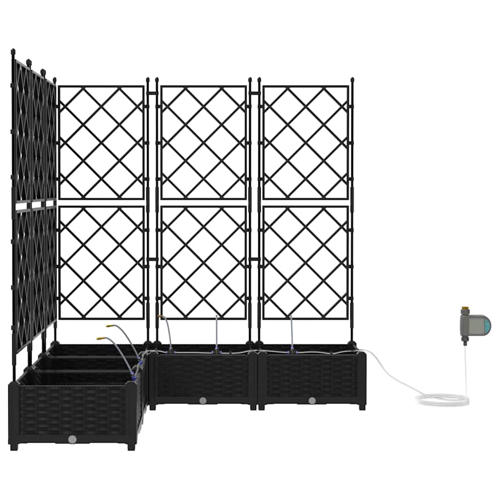 vidaXL Garden Planter 5 pcs Black 120 x 120 x 126 cm PP