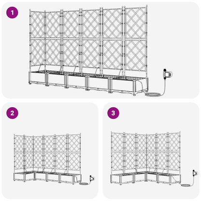 vidaXL Garden Planter 5 pcs Black 120 x 120 x 126 cm PP