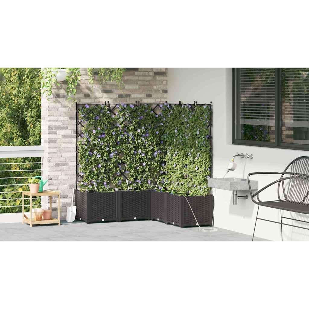 vidaXL Garden Planter 5 pcs Black 120 x 120 x 142 cm PP