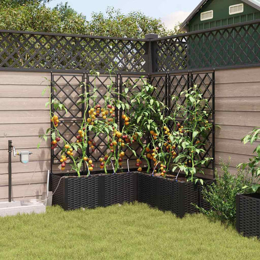 vidaXL Garden Planter 5 pcs Black 120 x 120 x 142 cm PP