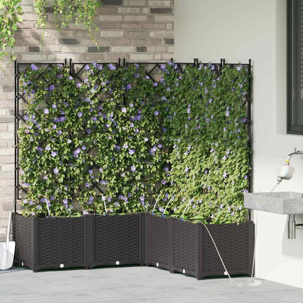 vidaXL Garden Planter 5 pcs Black 120 x 120 x 142 cm PP