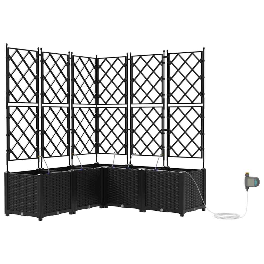 vidaXL Garden Planter 5 pcs Black 120 x 120 x 142 cm PP