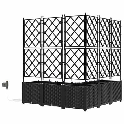 vidaXL Garden Planter 5 pcs Black 120 x 120 x 142 cm PP