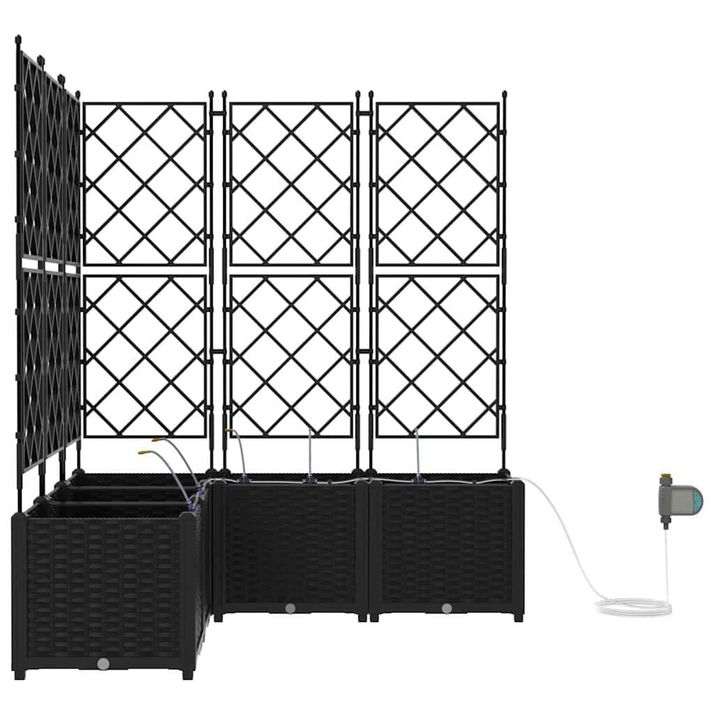vidaXL Garden Planter 5 pcs Black 120 x 120 x 142 cm PP