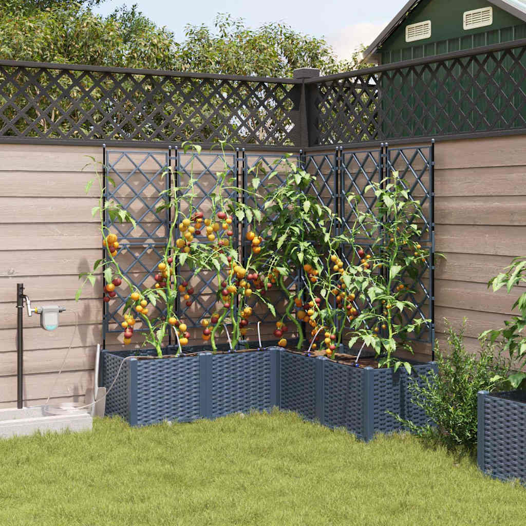 vidaXL Garden Planter Grey 40 x 40 x 125.5 cm PP