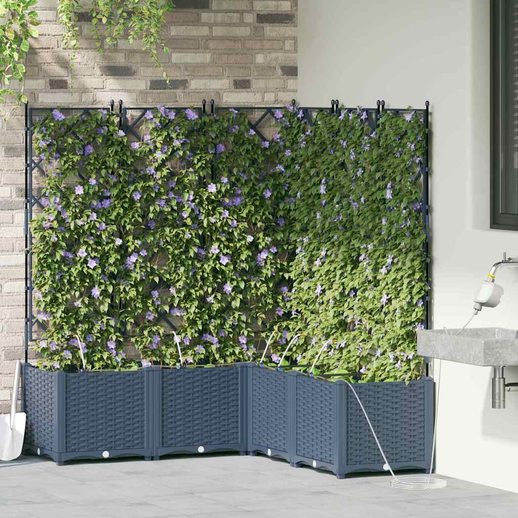 vidaXL Garden Planter Grey 40 x 40 x 125.5 cm PP