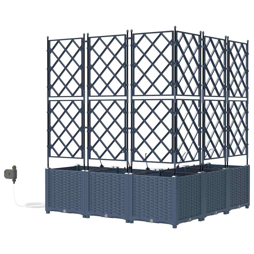 vidaXL Garden Planter Grey 40 x 40 x 125.5 cm PP
