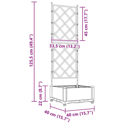 vidaXL Garden Planter Grey 40 x 40 x 125.5 cm PP