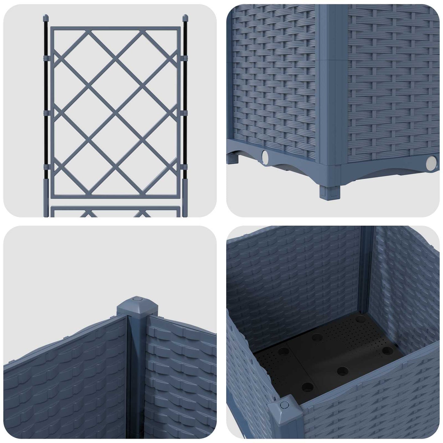 vidaXL Garden Planter Grey 40 x 40 x 143 cm PP