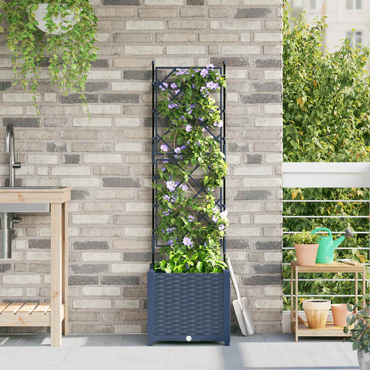 vidaXL Garden Planter Grey 40 x 40 x 143 cm PP