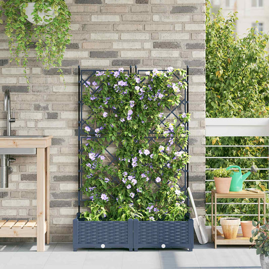 vidaXL Garden Planter 2 pcs Grey 80 x 40 x 125.5 cm PP