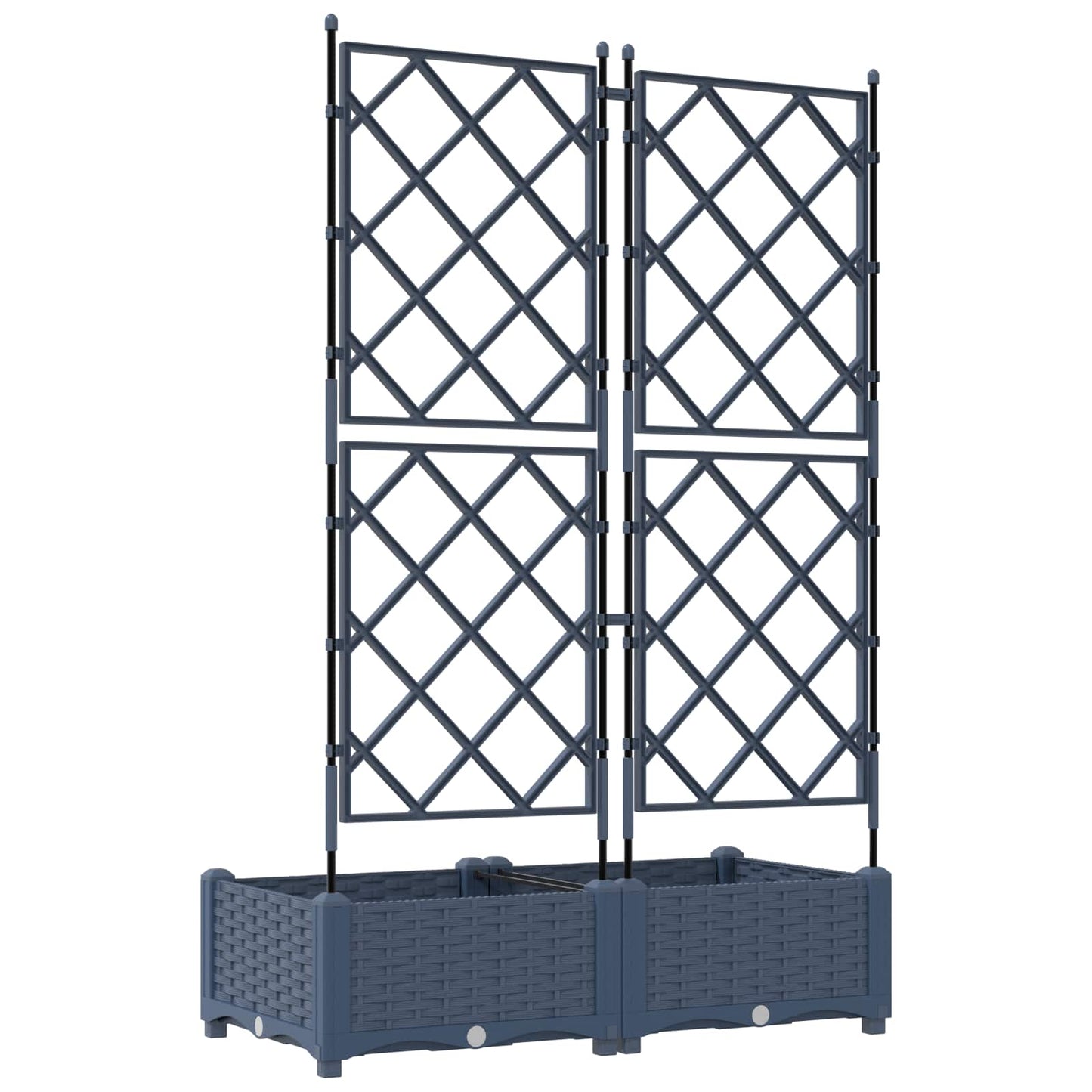 vidaXL Garden Planter 2 pcs Grey 80 x 40 x 125.5 cm PP