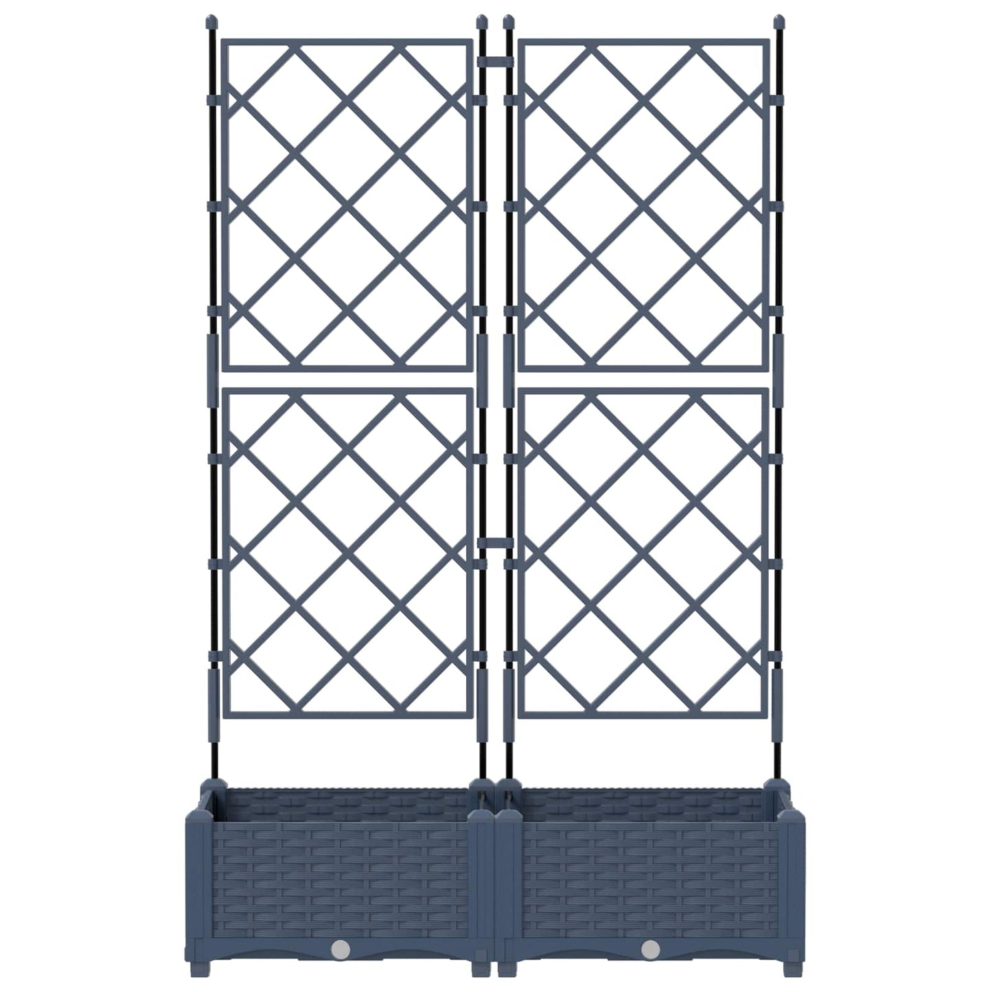 vidaXL Garden Planter 2 pcs Grey 80 x 40 x 125.5 cm PP