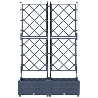 vidaXL Garden Planter 2 pcs Grey 80 x 40 x 125.5 cm PP