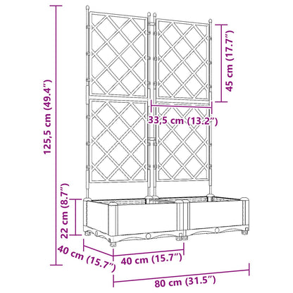 vidaXL Garden Planter 2 pcs Grey 80 x 40 x 125.5 cm PP